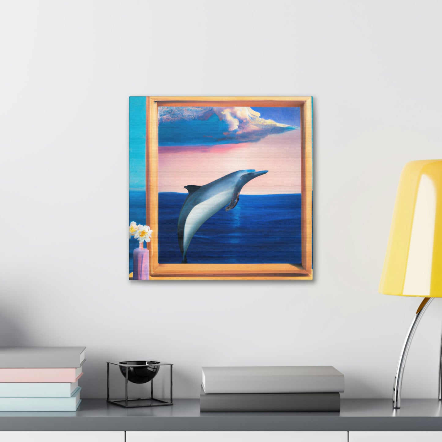 "Dolphins in Midnight Blue" - Canvas