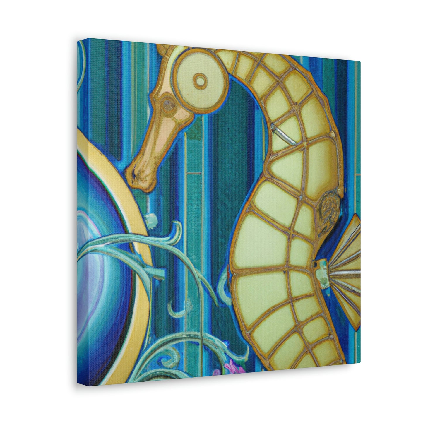 "Rising Art Deco Seahorse" - Canvas