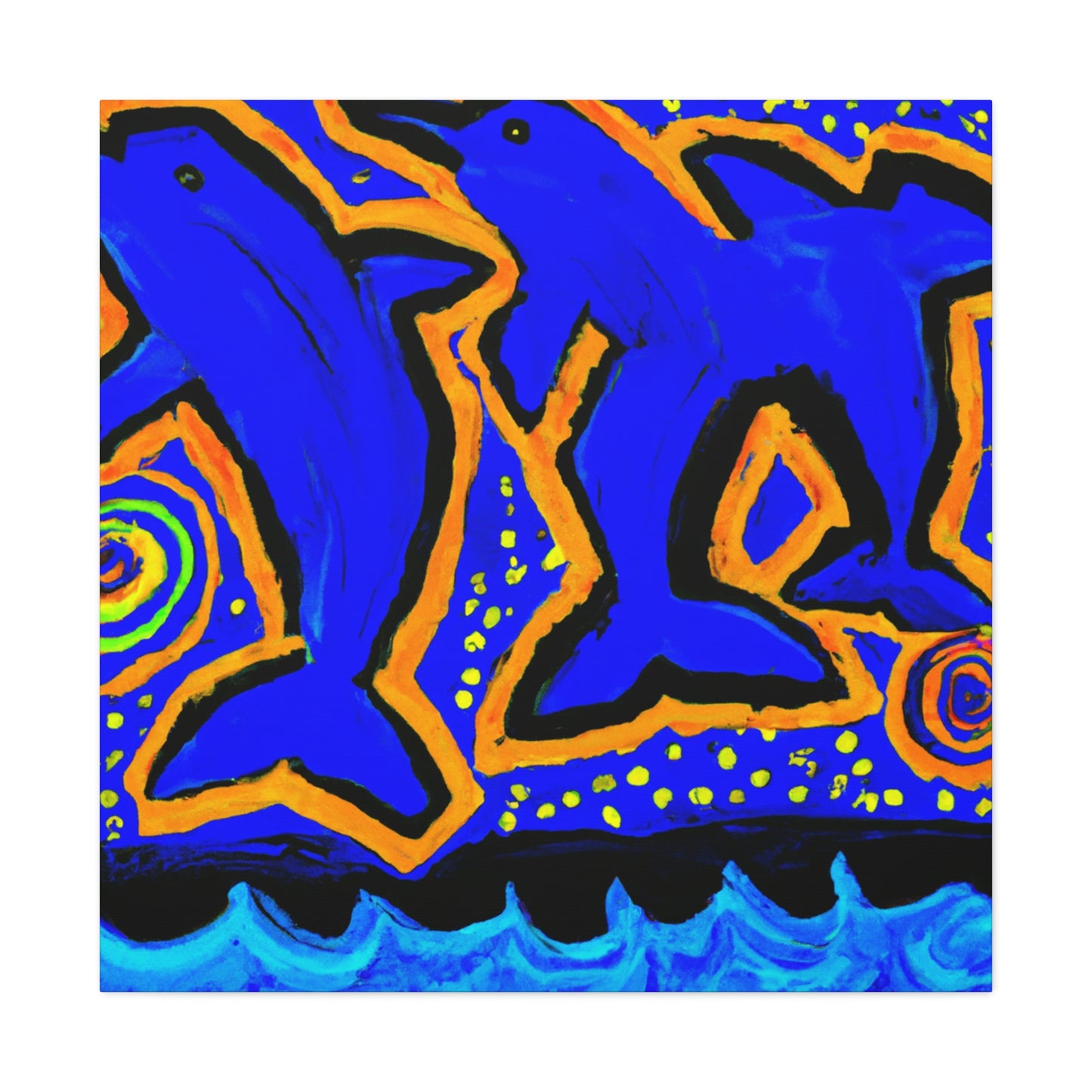 Dolphins in Abstract Forms - Canvas