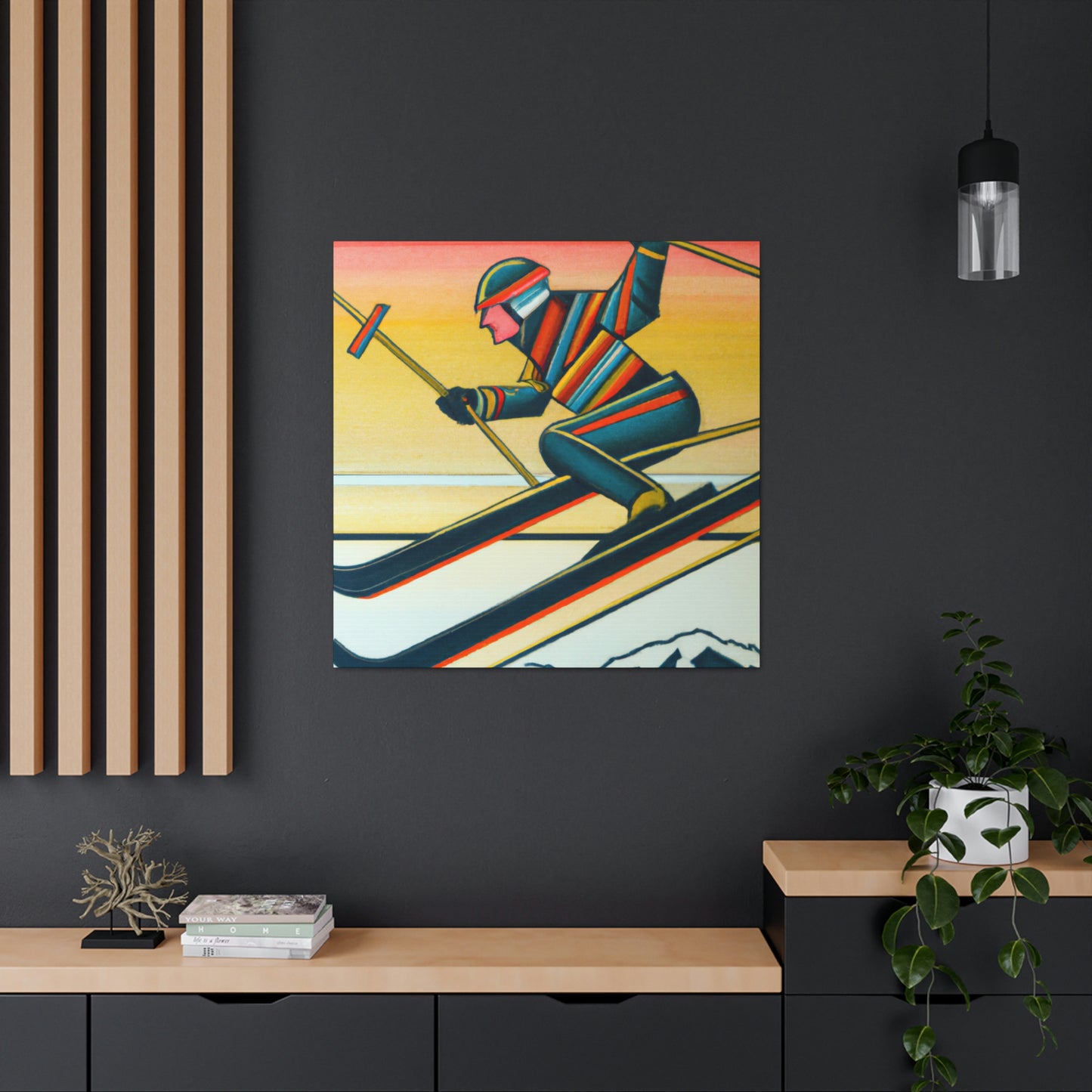 Snowy Art Deco Slopes - Canvas