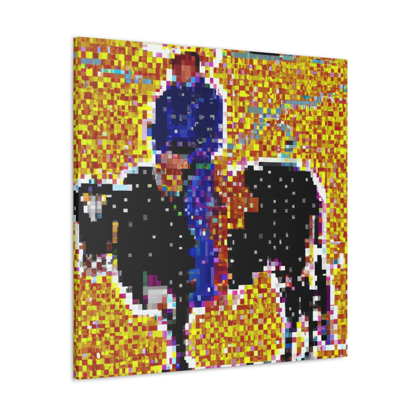 Branding Cattle Pointillism - Canvas