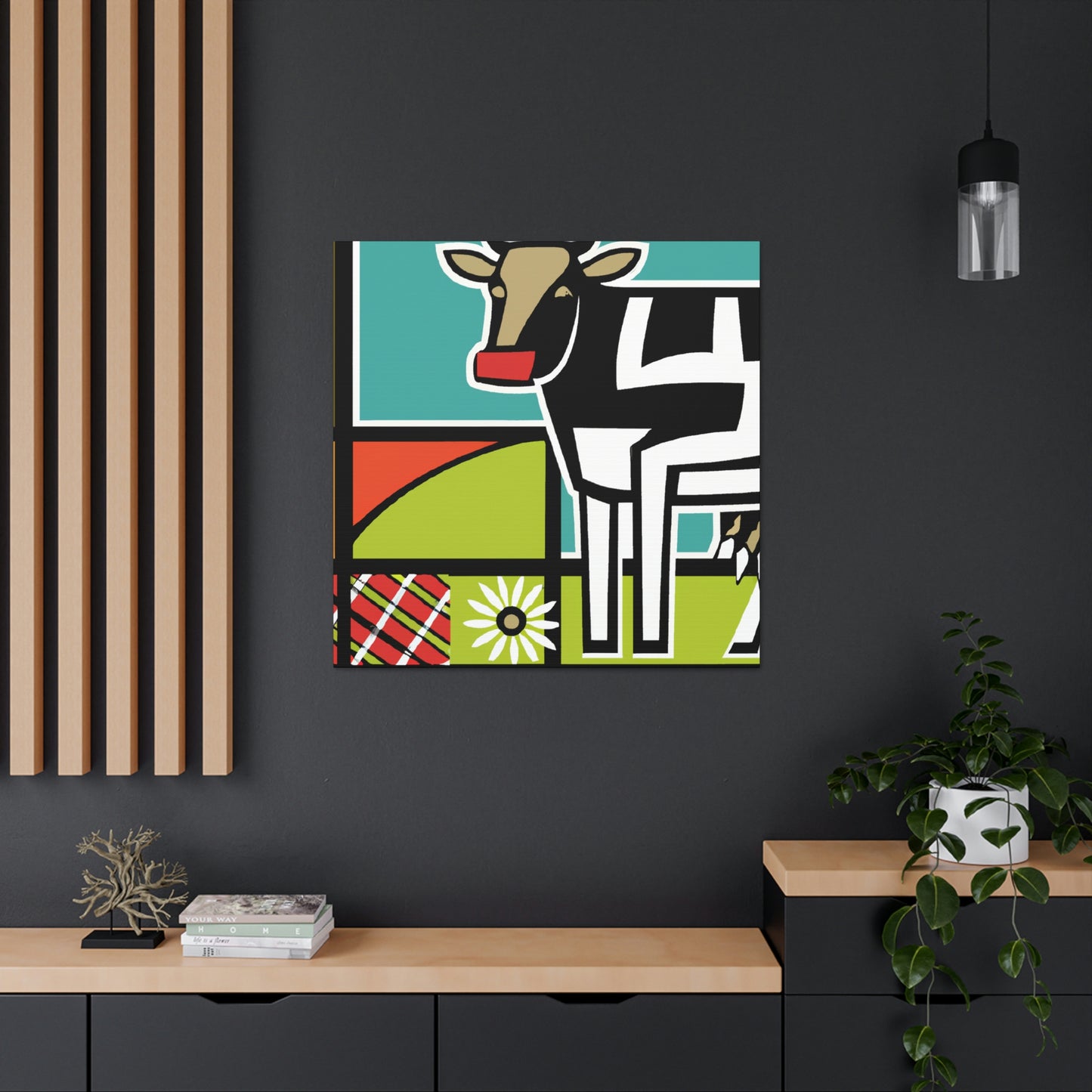 "Cow among Art Deco" - Canvas