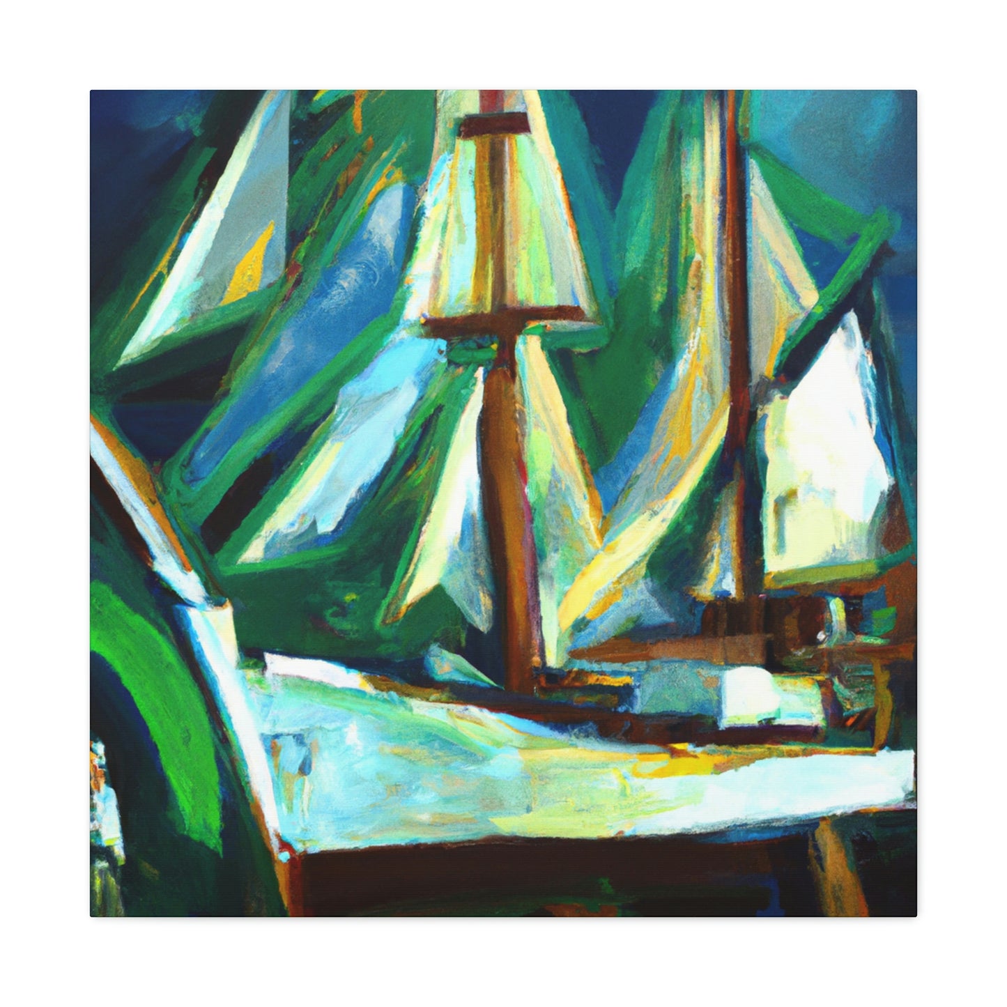 Boat on Blue Sea - Canvas