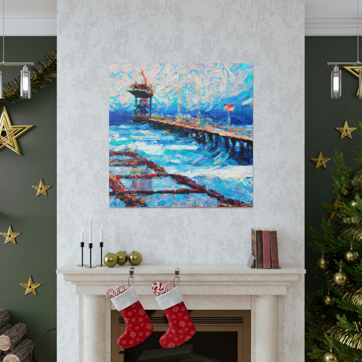 Pier Over Reflection. - Canvas