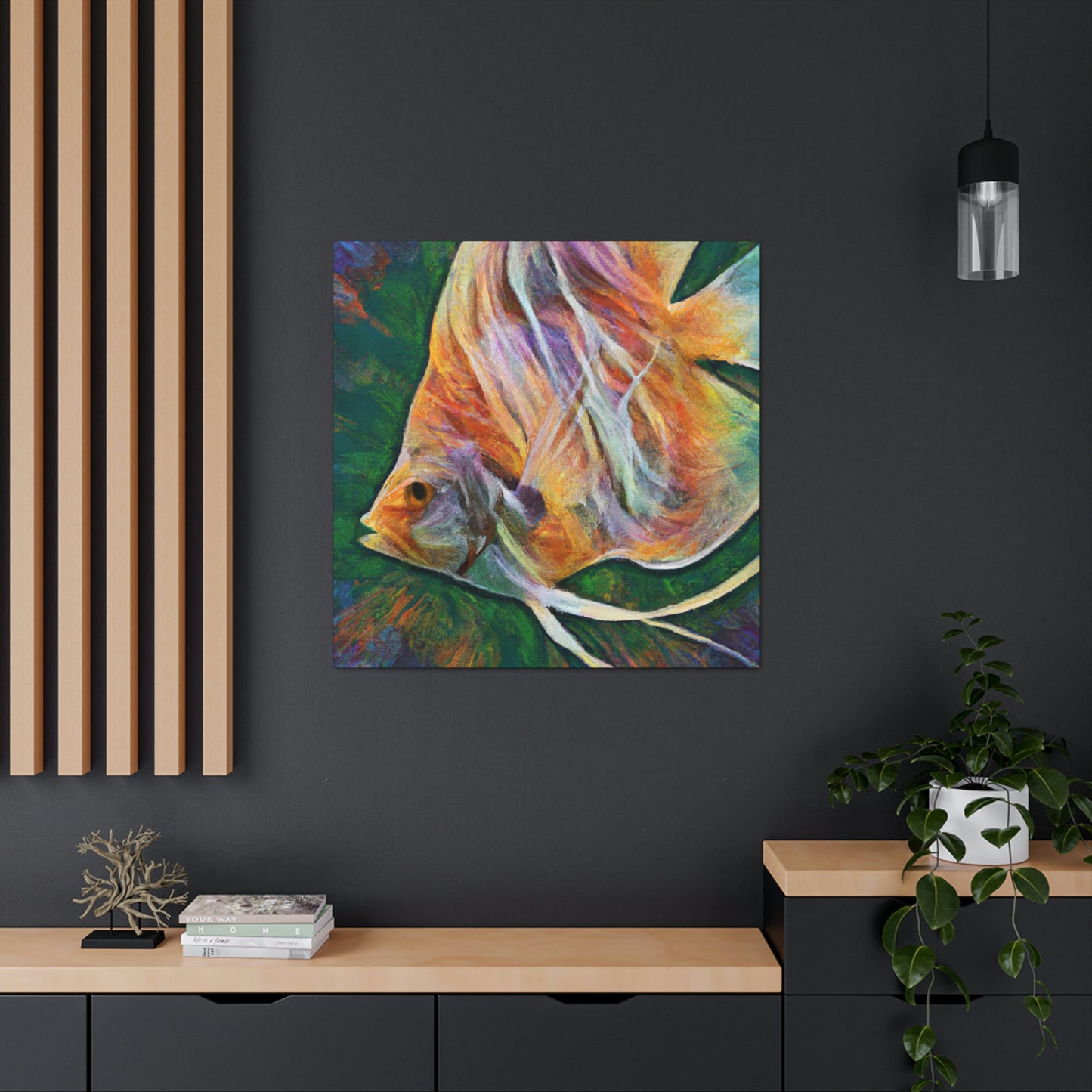 "Angelfish Under Waterfall" - Canvas