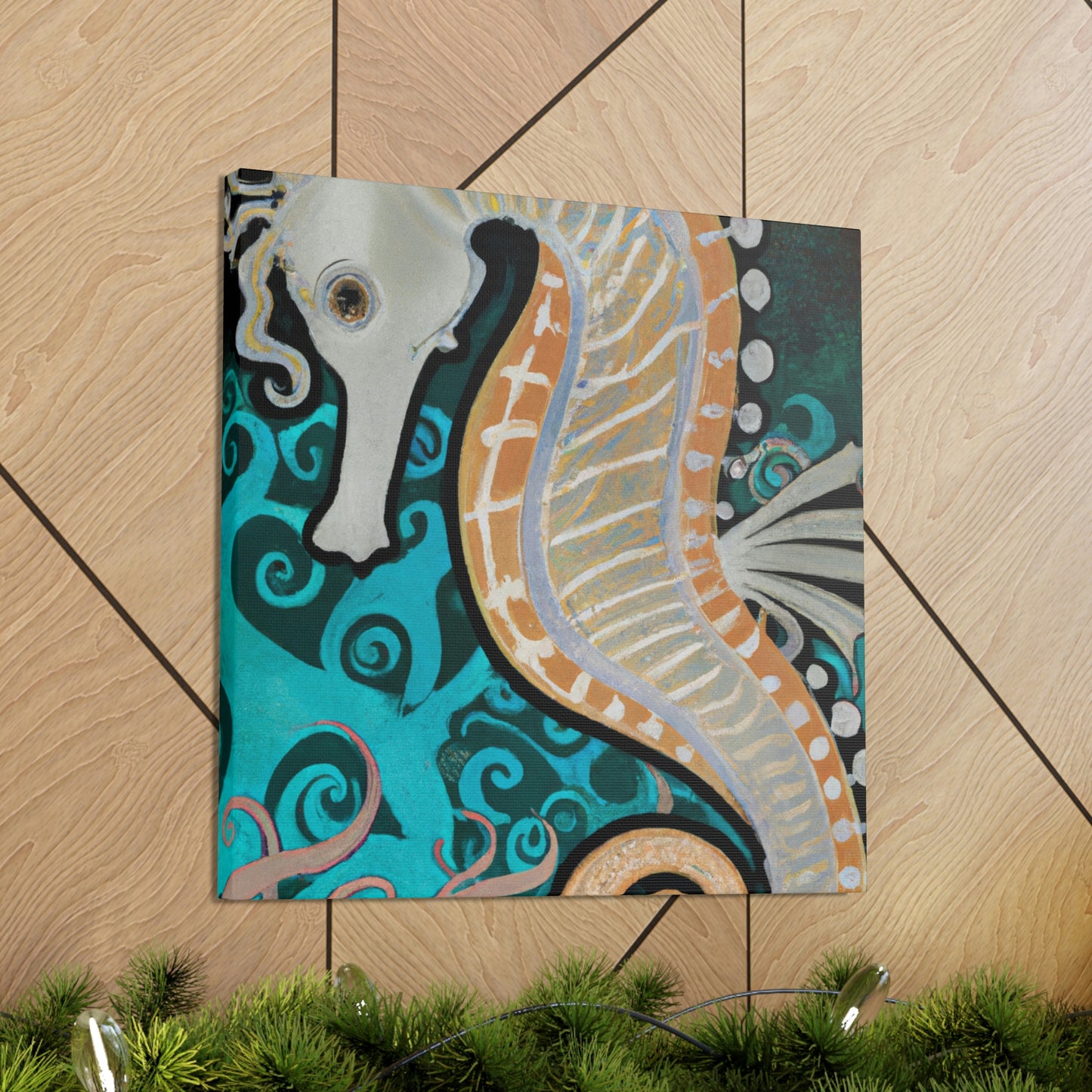 "Seahorse Art Deco Dream" - Canvas