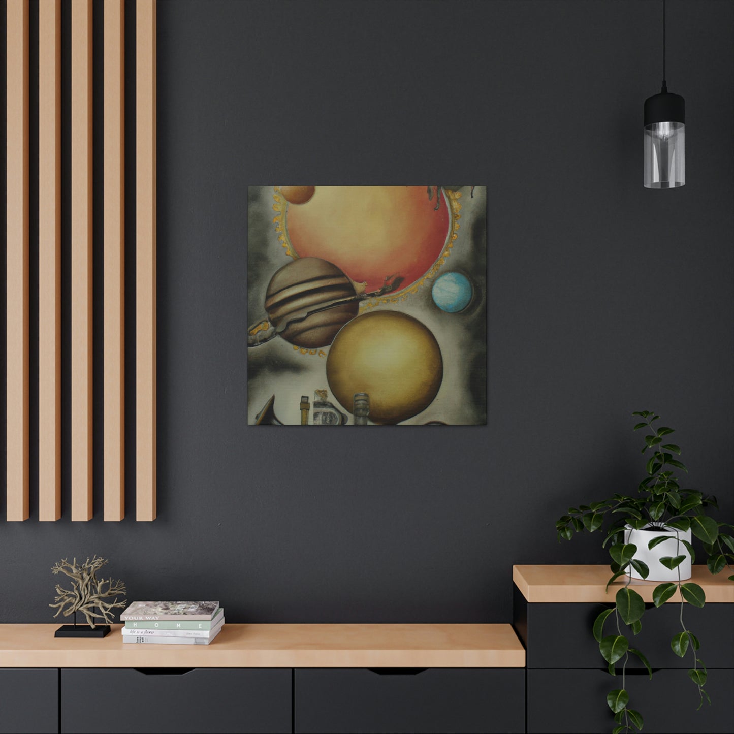 Steampunk Planets Violet - Canvas